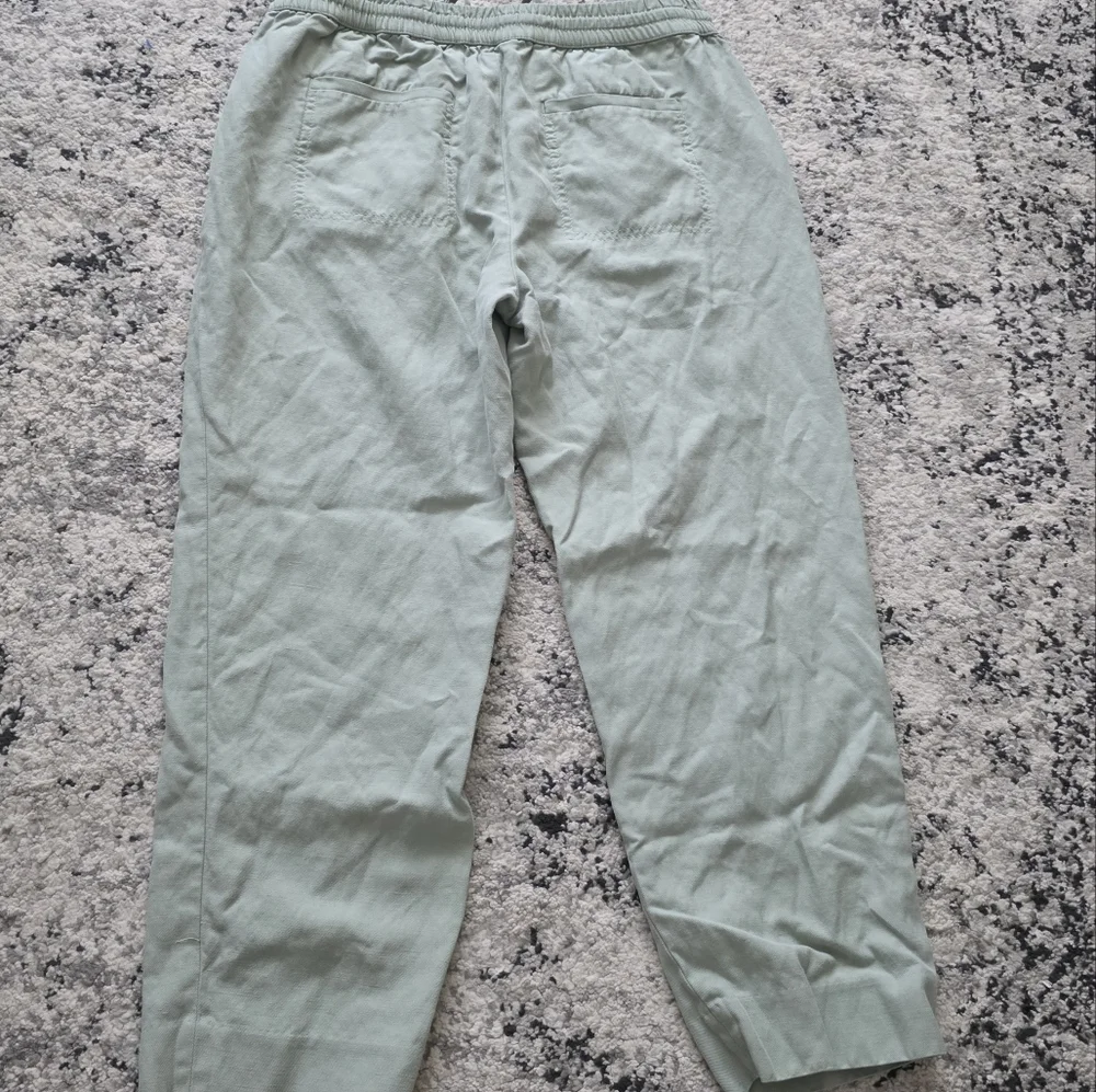 Banana Republic Linen Blend Ankle Pants Wmns Size S Green Preppy Minimalist
